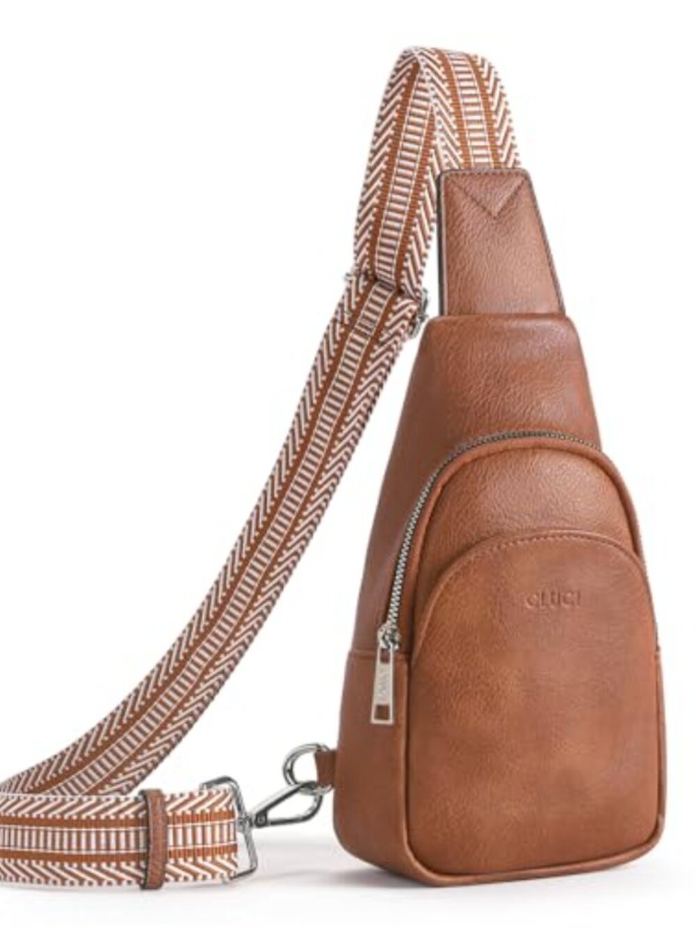 Vegan Leather Sling Crossbody Bag with Adjustable Guitar Strap